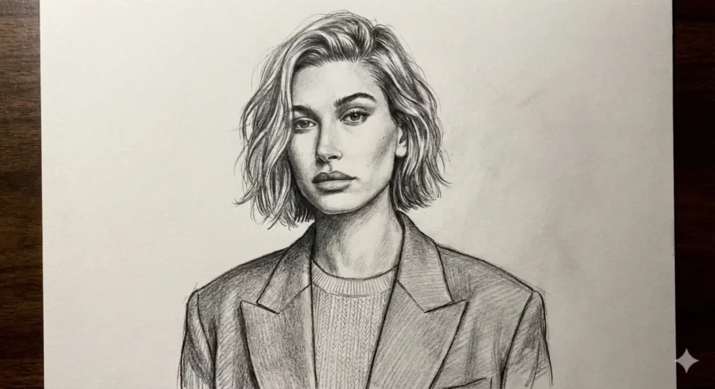 Hailey Bieber Drawing by AI
